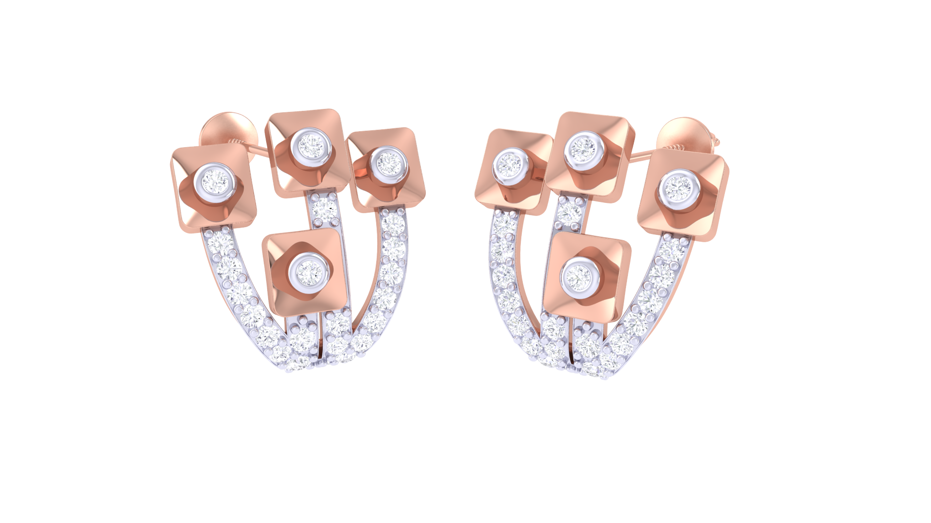 Abstract Petal Diamond Touch Earrings