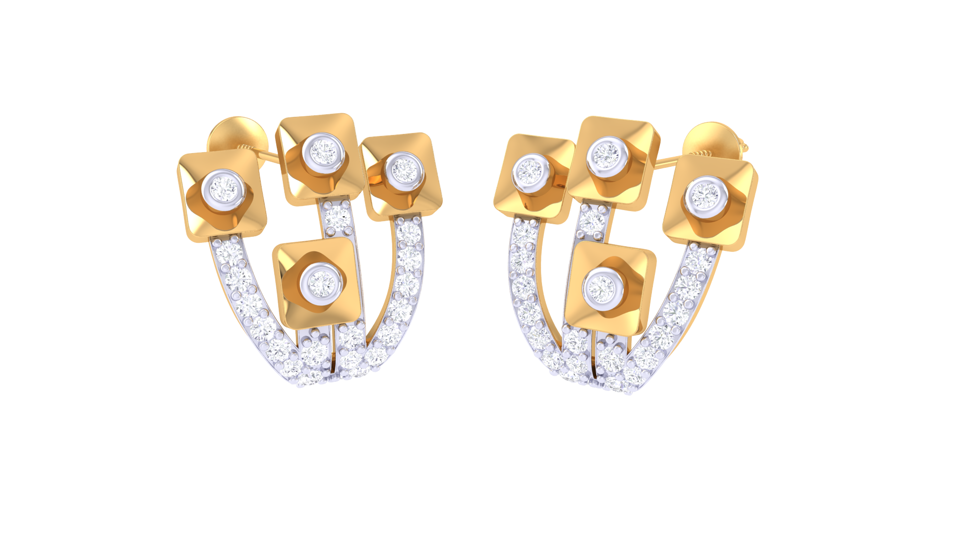 Abstract Petal Diamond Touch Earrings