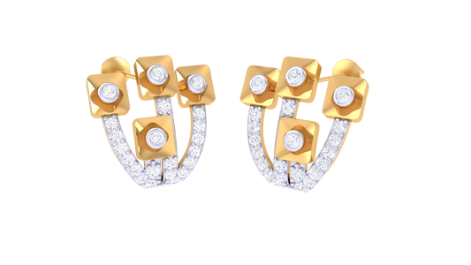 Abstract Petal Diamond Touch Earrings