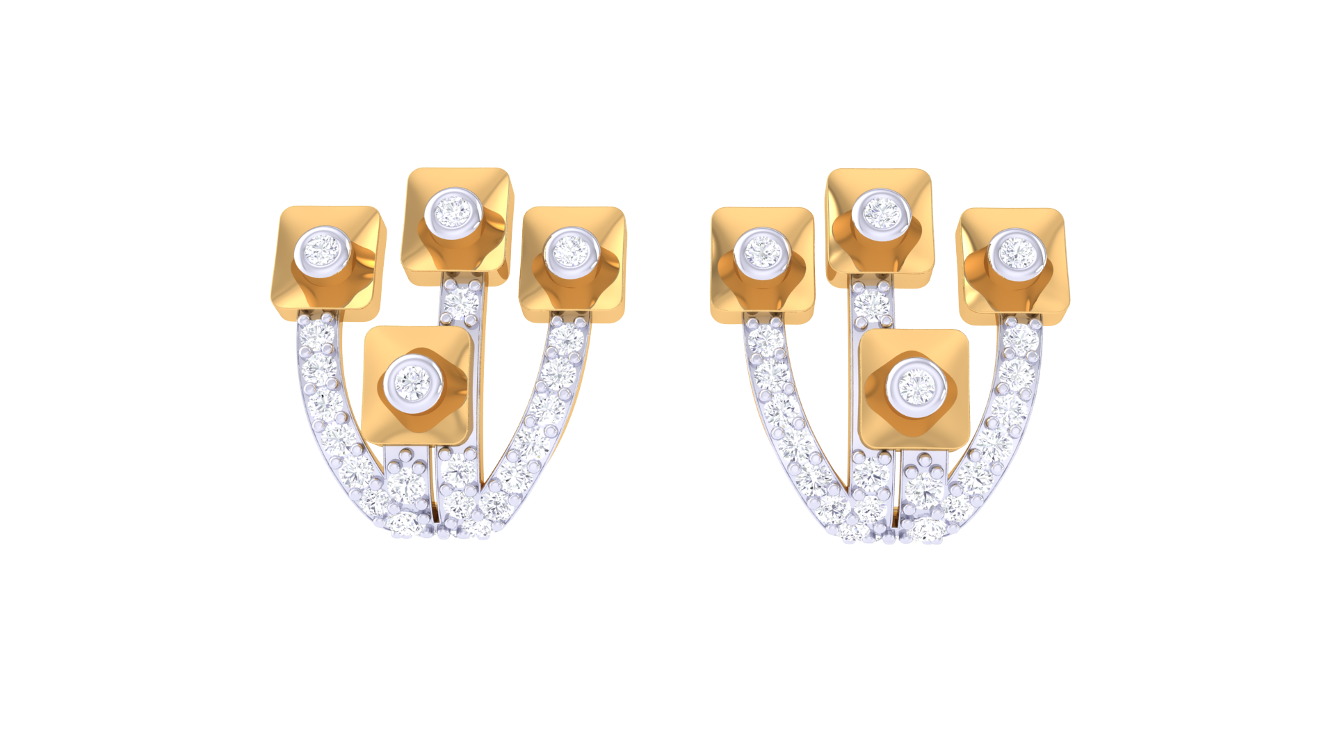 Abstract Petal Diamond Touch Earrings