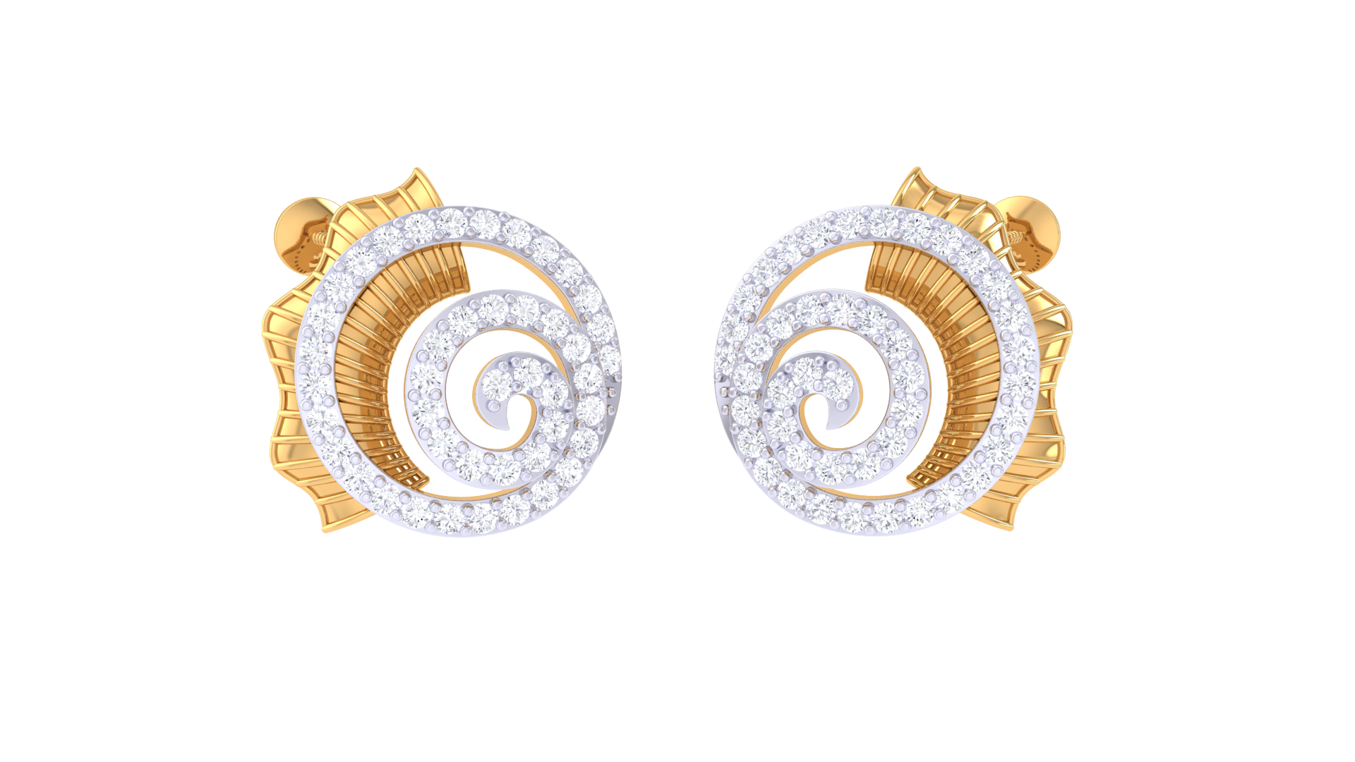 Shimmering Spiral Contrast Design Earrings