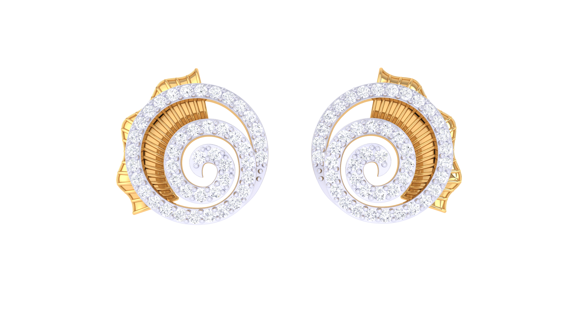 Shimmering Spiral Contrast Design Earrings