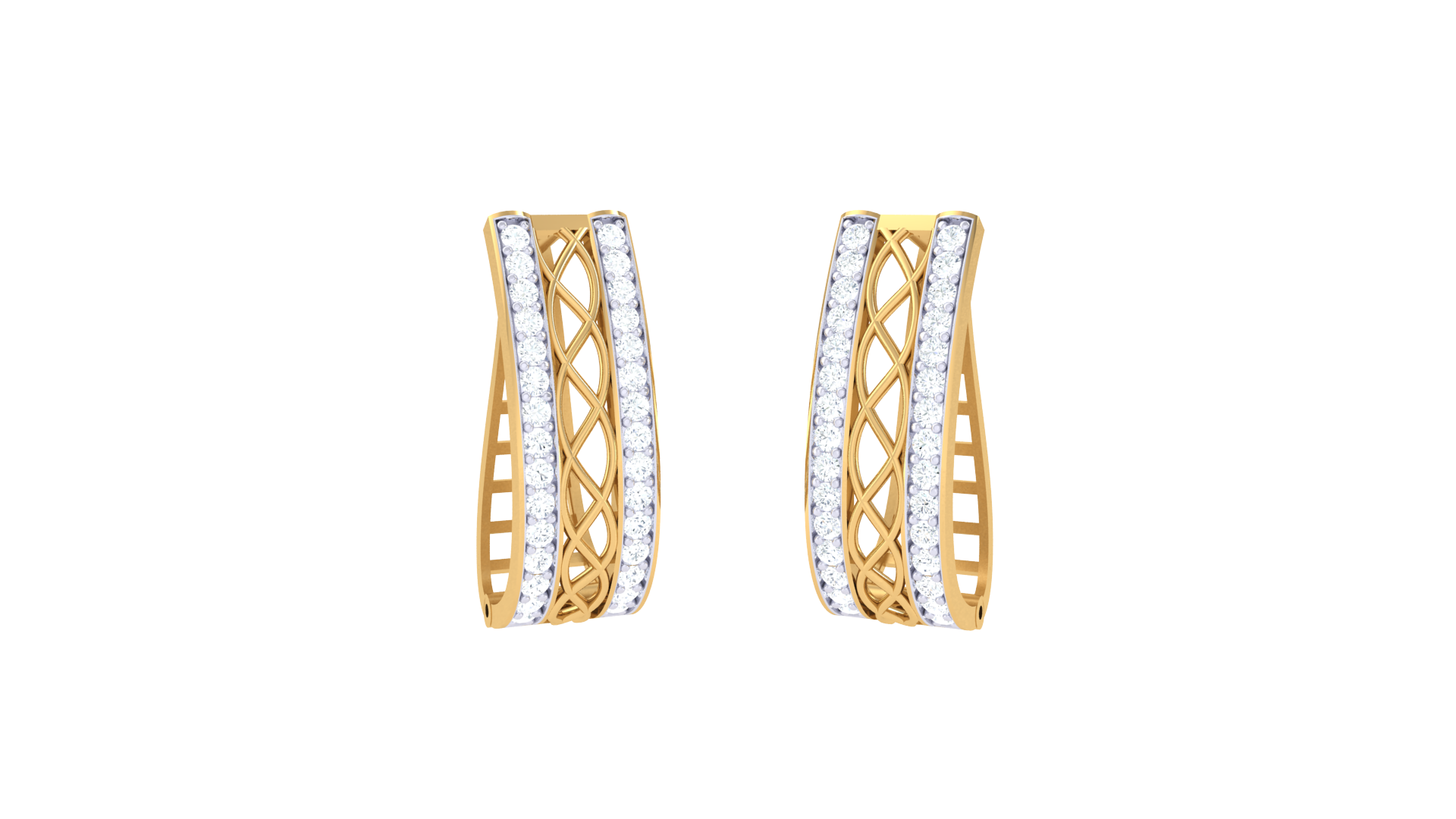 Curved Lattice Sparkle Diamond Earrings