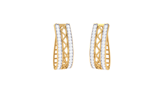 Curved Lattice Sparkle Diamond Earrings