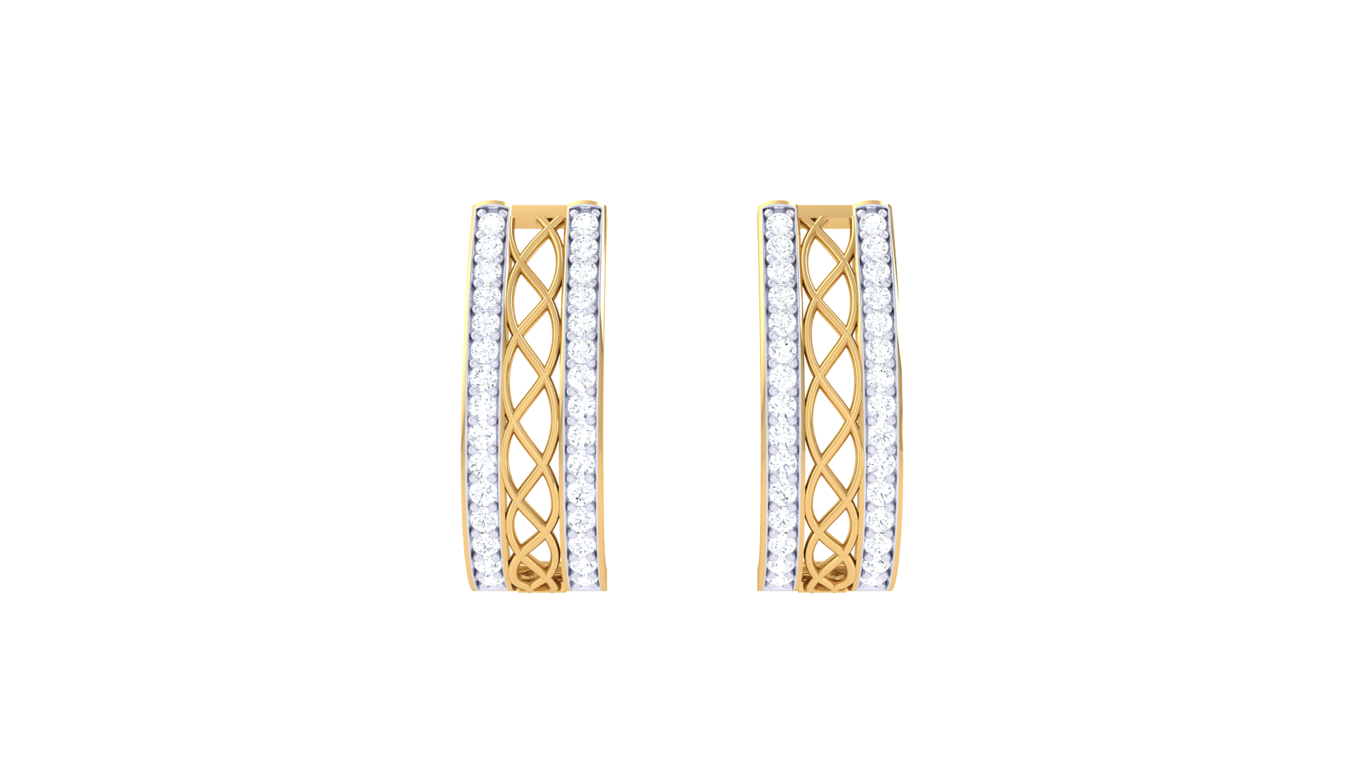 Curved Lattice Sparkle Diamond Earrings