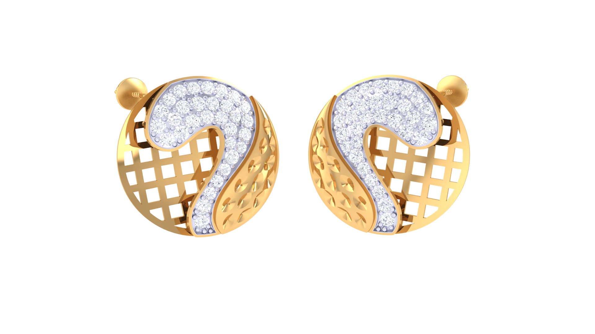 Wavy Diamond Line Contrast Earrings