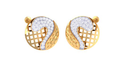Wavy Diamond Line Contrast Earrings