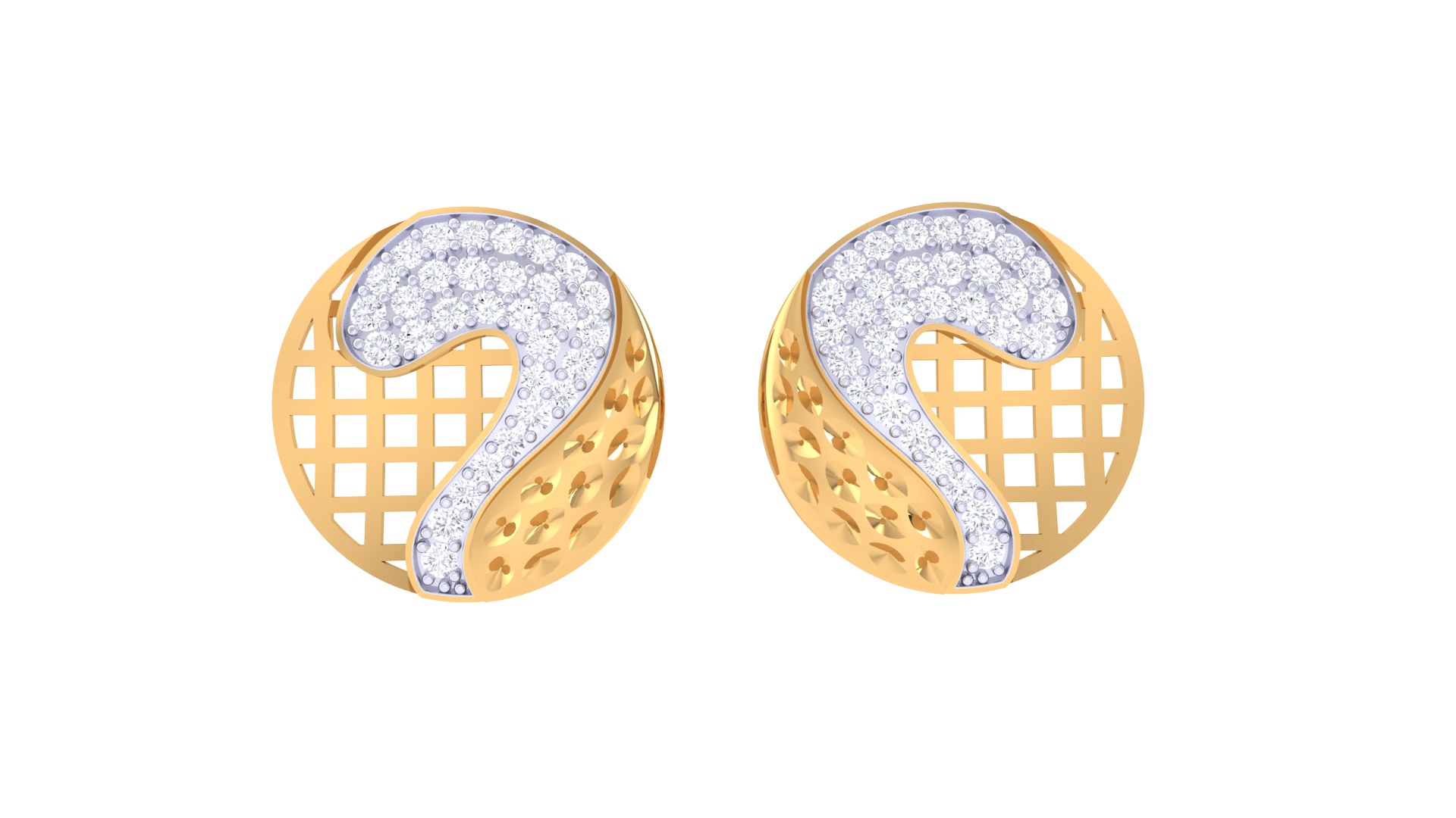 Wavy Diamond Line Contrast Earrings