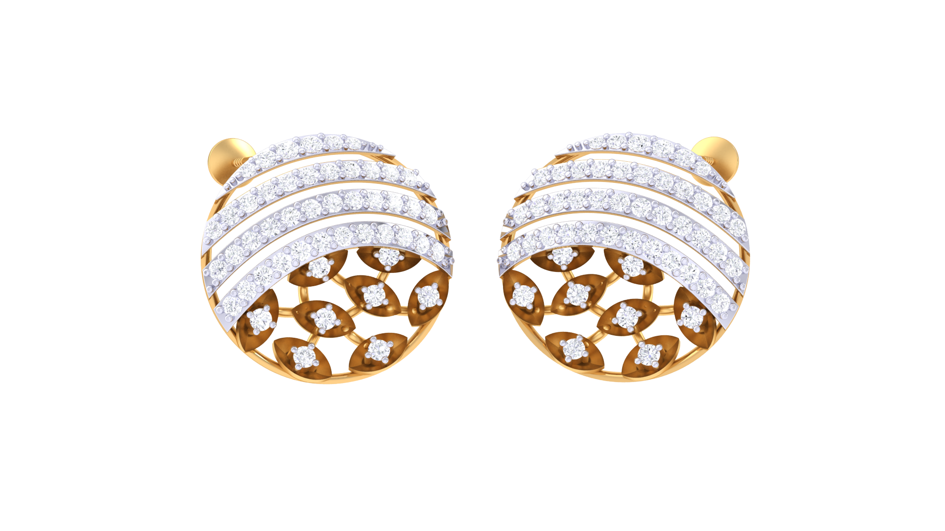 Sparkle Layer Modern Round Earrings
