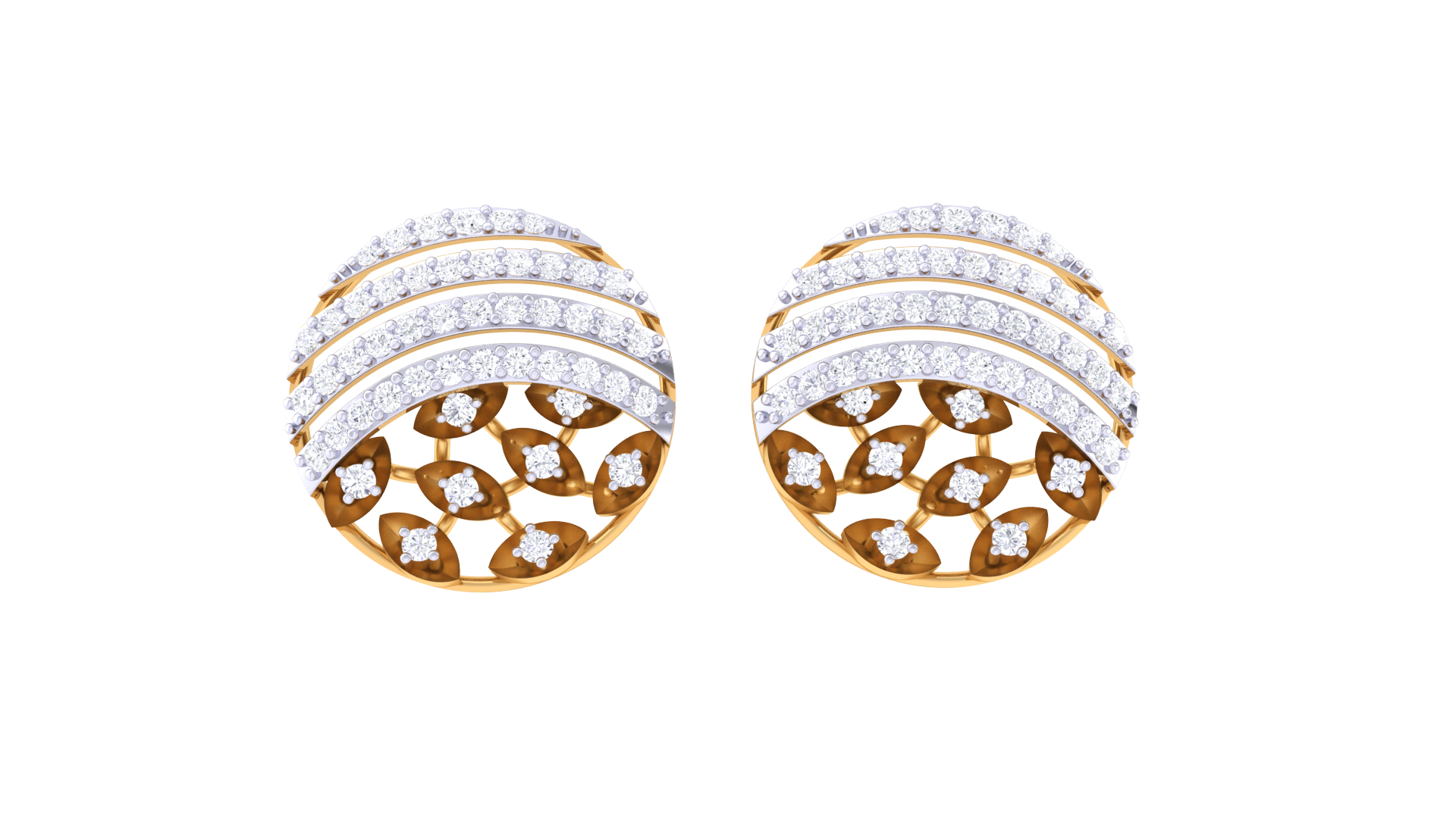 Sparkle Layer Modern Round Earrings