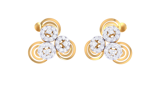 Triple Bloom Swirl Motif Earrings