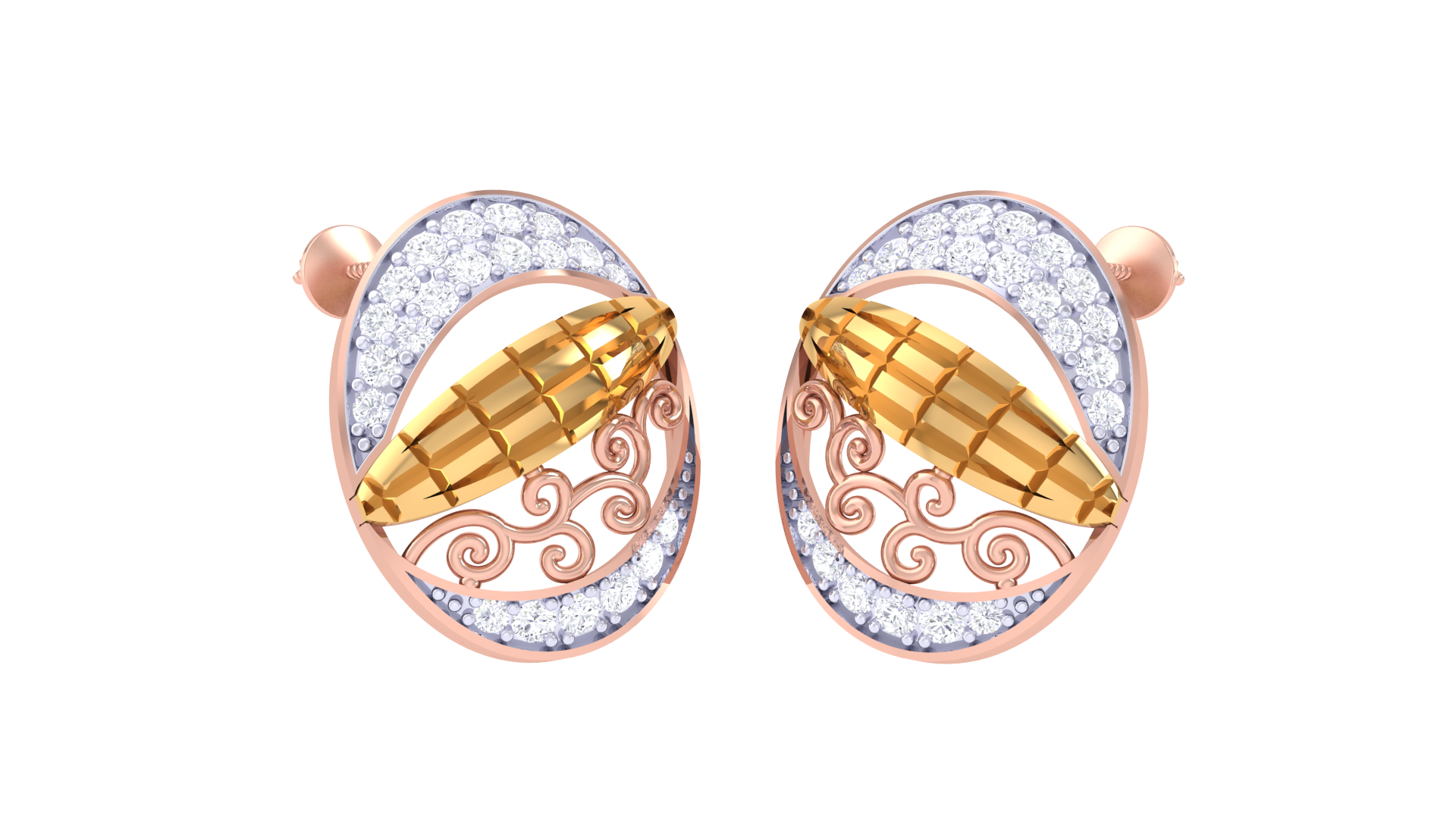 Oval Harmony Flute Accent Earrings