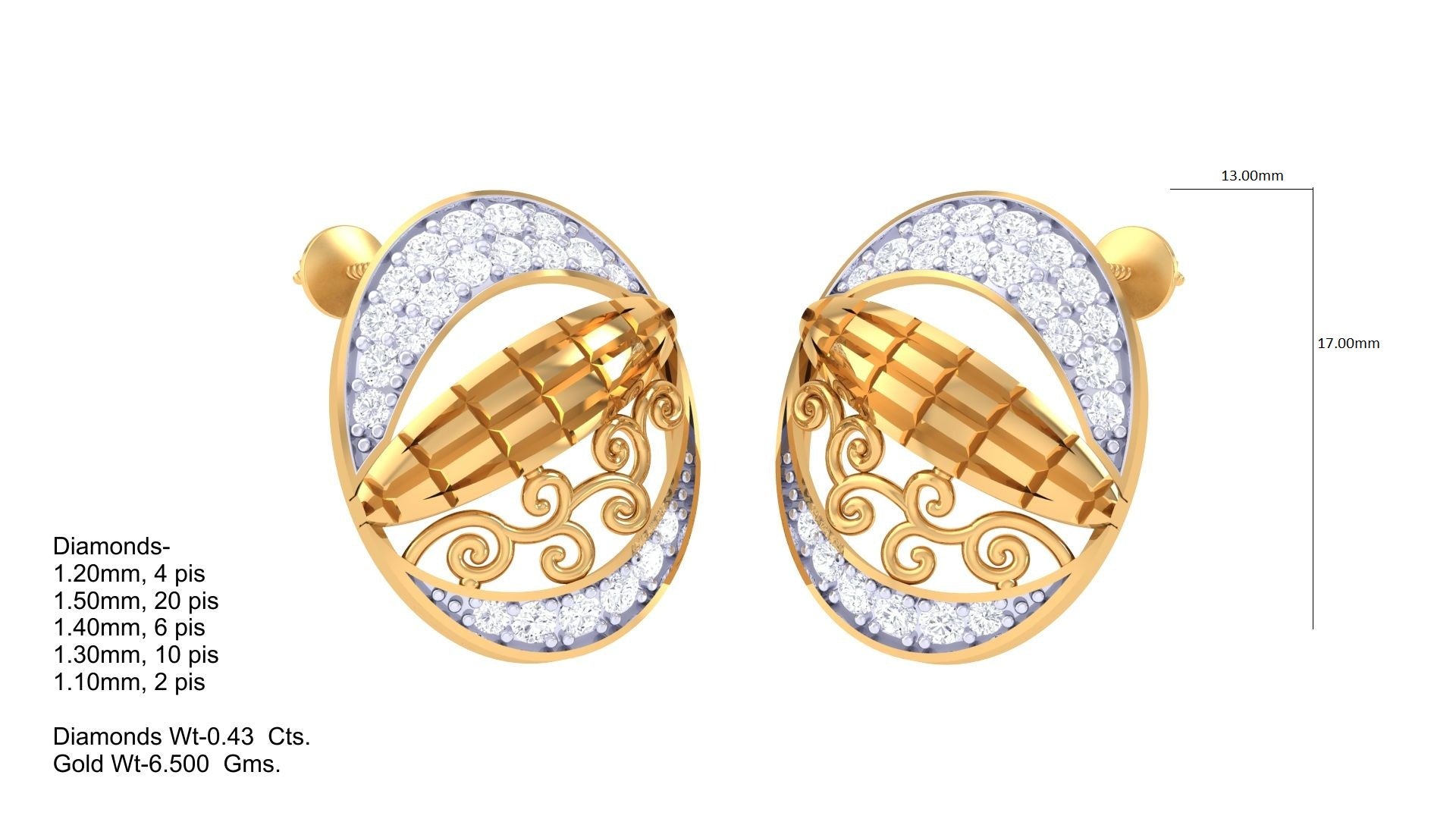 Oval Harmony Flute Accent Earrings