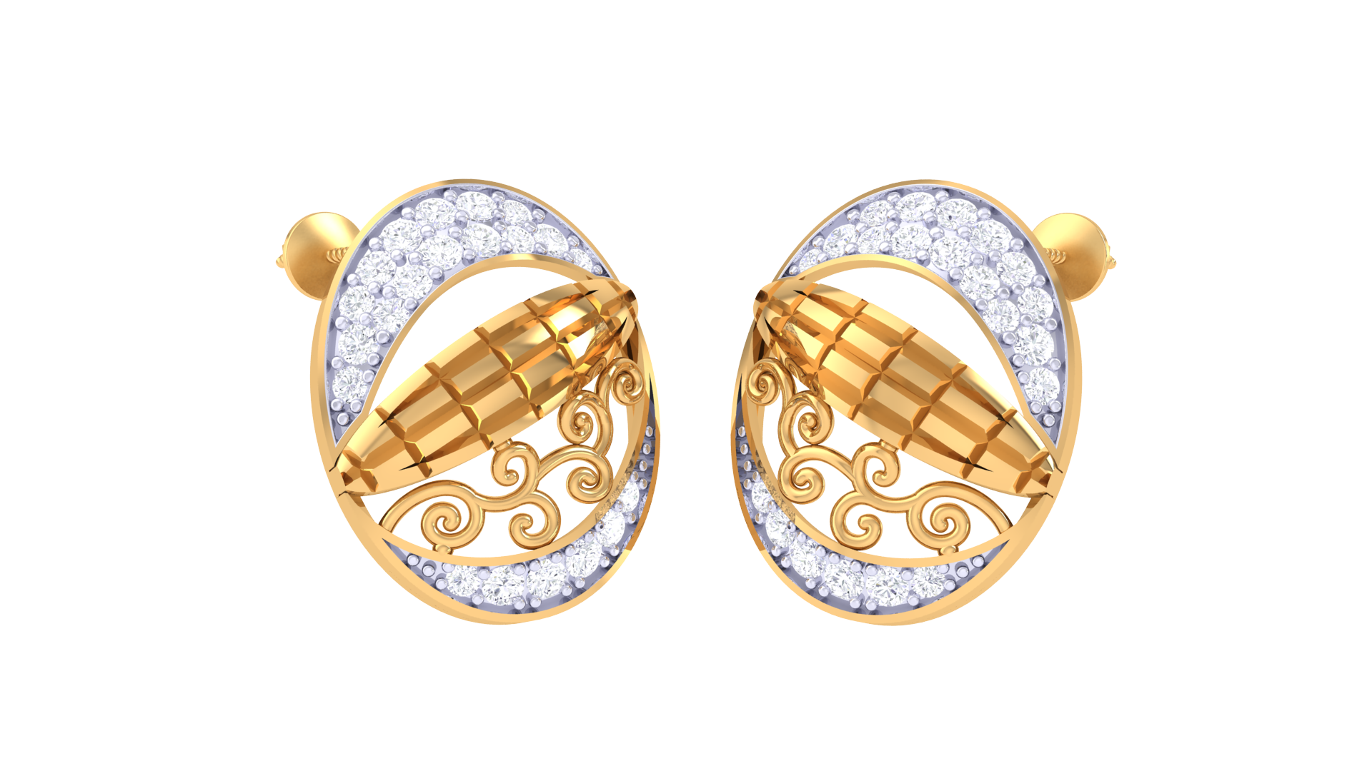 Oval Harmony Flute Accent Earrings