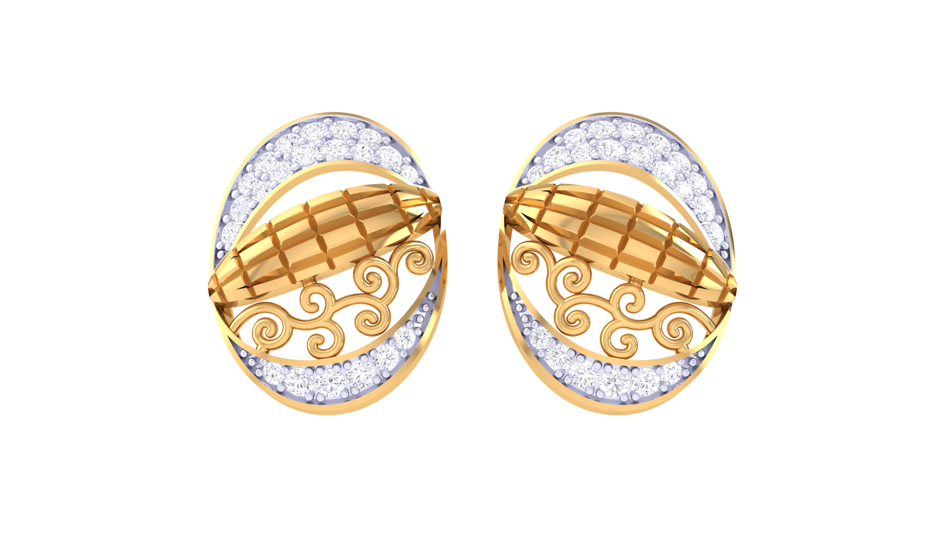 Oval Harmony Flute Accent Earrings