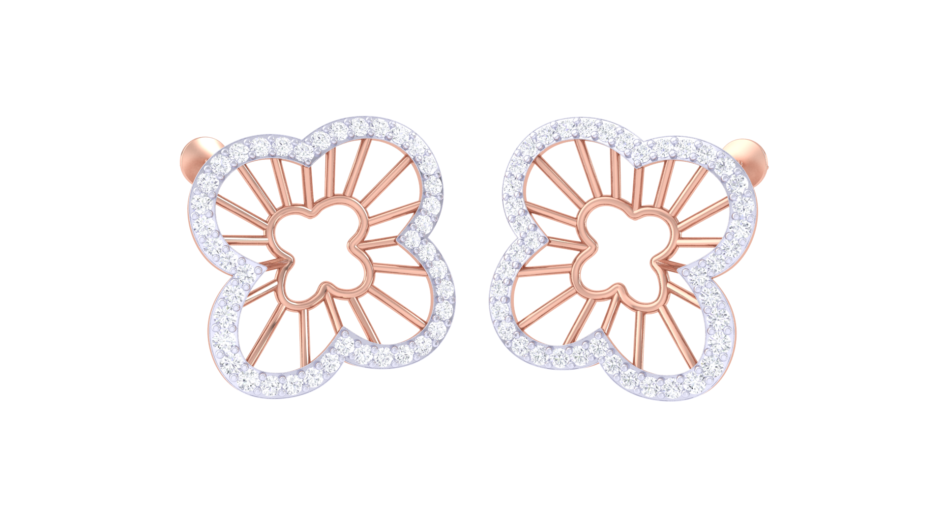 Diamond Border Floral Earrings