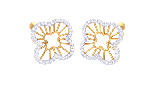 Diamond Border Floral Earrings