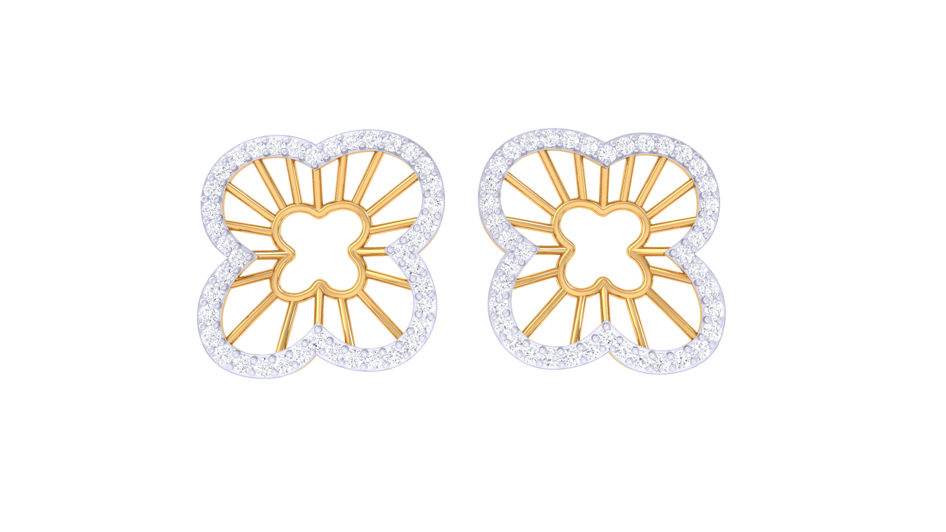 Diamond Border Floral Earrings