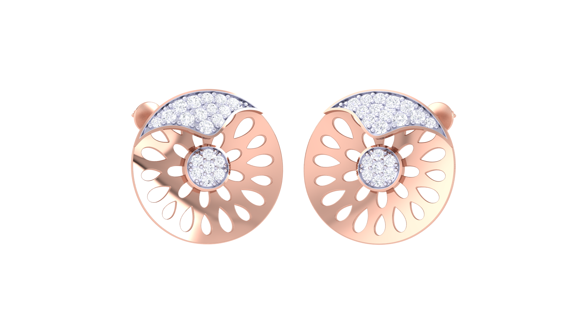 Sunburst Circle Diamond Earrings