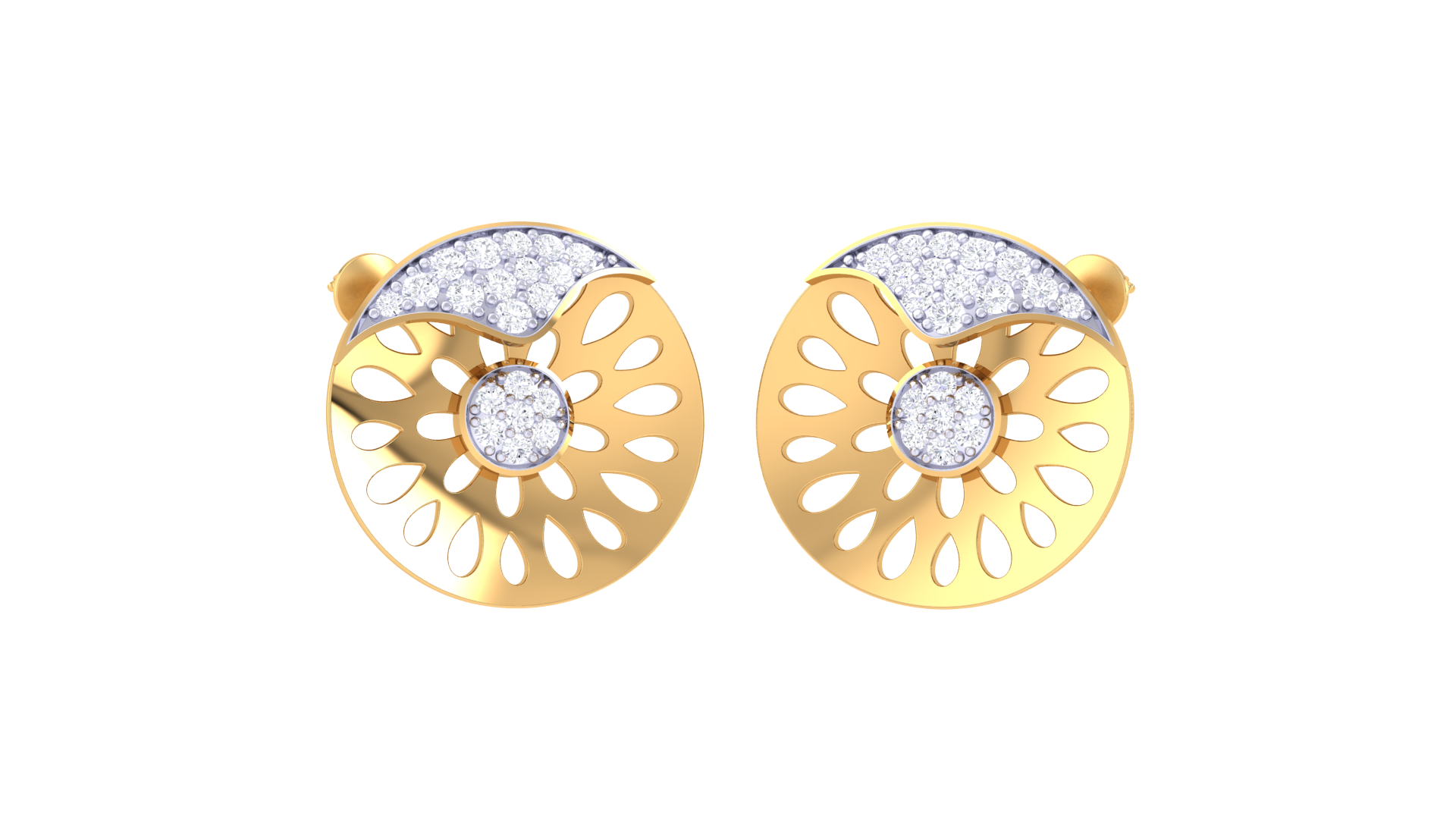 Sunburst Circle Diamond Earrings