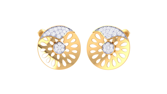 Sunburst Circle Diamond Earrings