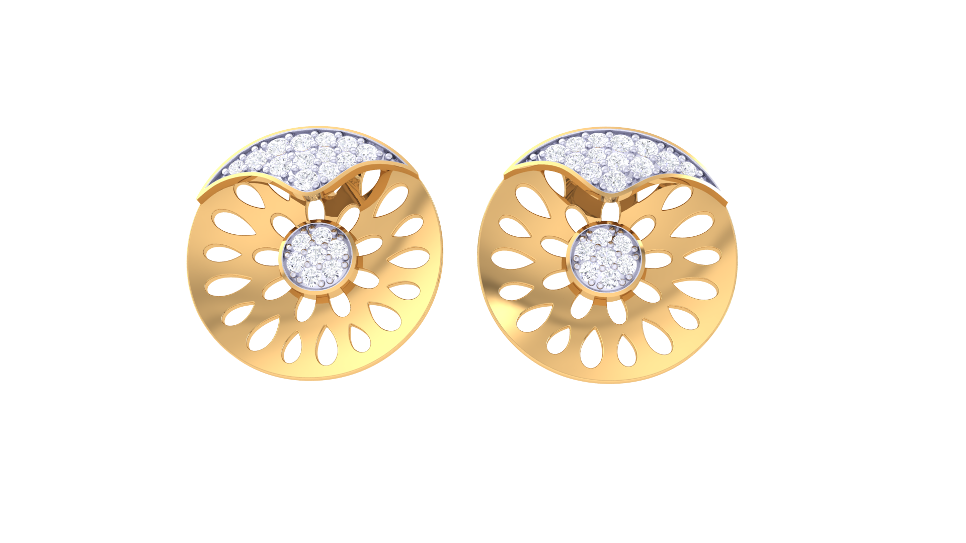 Sunburst Circle Diamond Earrings