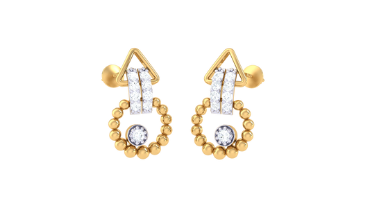 Golden Bead Circle Diamond Earrings