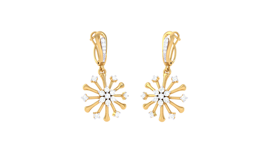Floral Snowflake Dangle Diamond Earrings