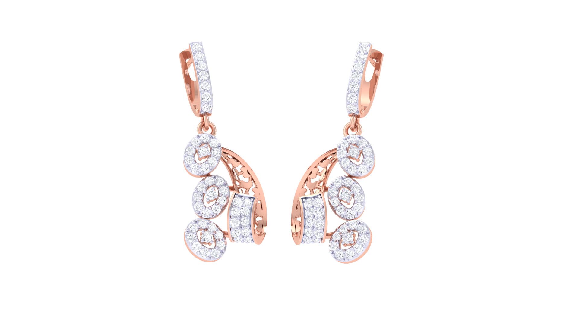 Curved Trio Diamond Drop Earrings