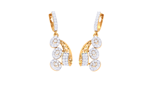 Curved Trio Diamond Drop Earrings