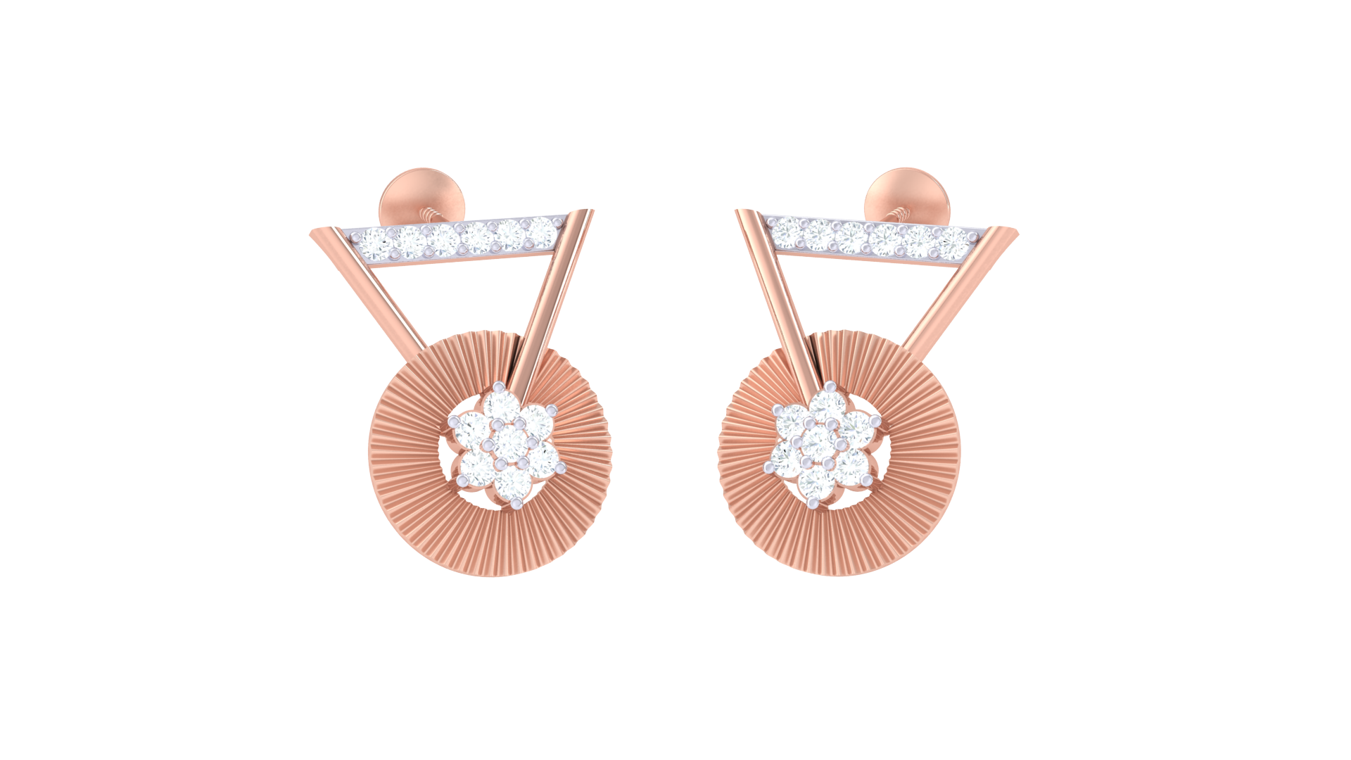Sunburst Floral Stone Diamond Earrings