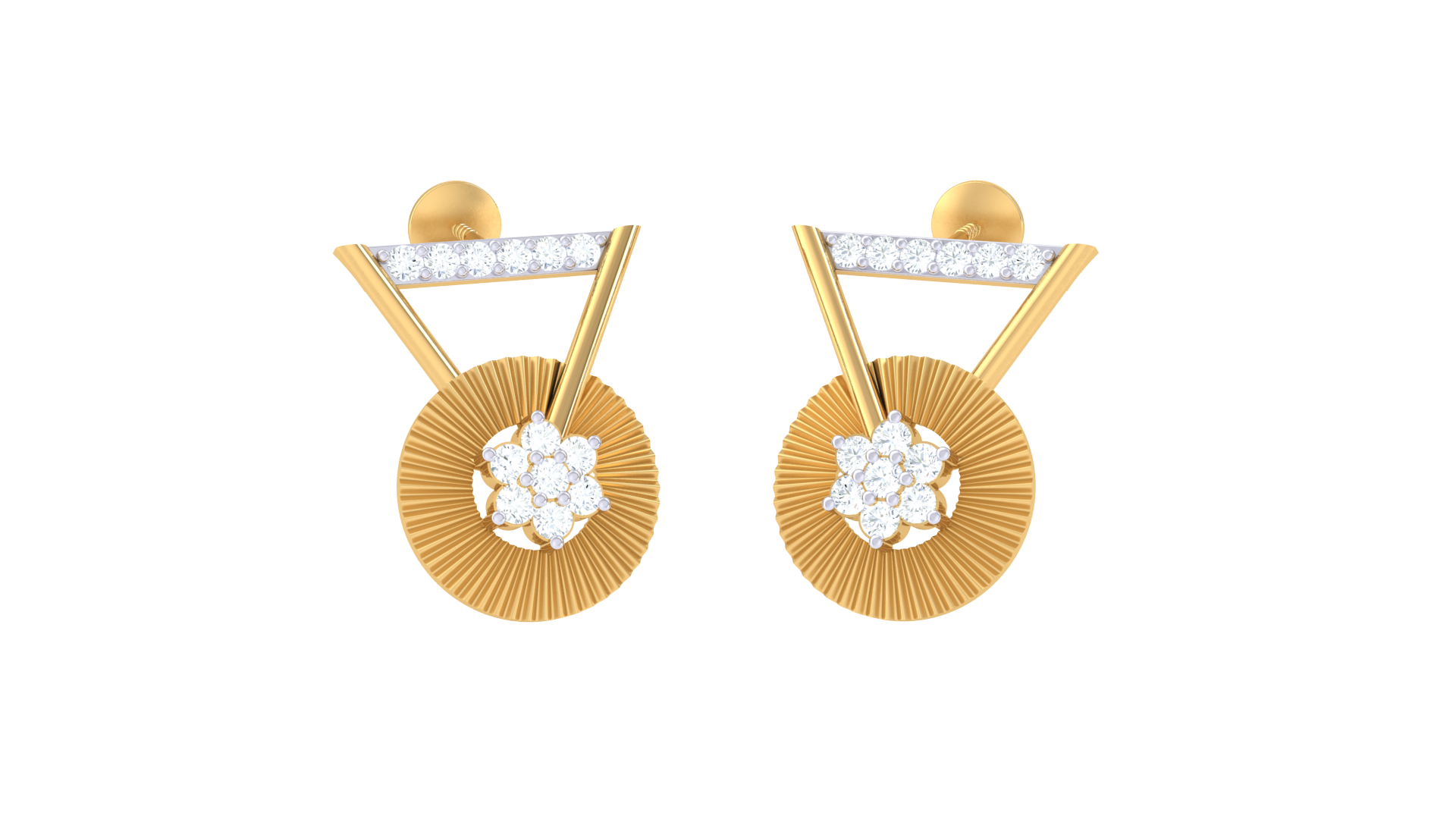Sunburst Floral Stone Diamond Earrings