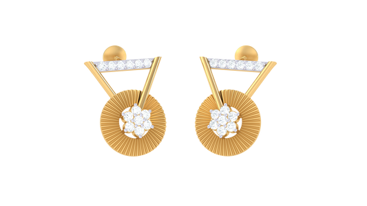 Sunburst Floral Stone Diamond Earrings