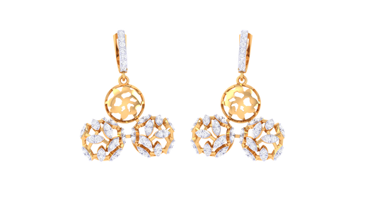 Hoop Top Floral Diamond Drop Earrings