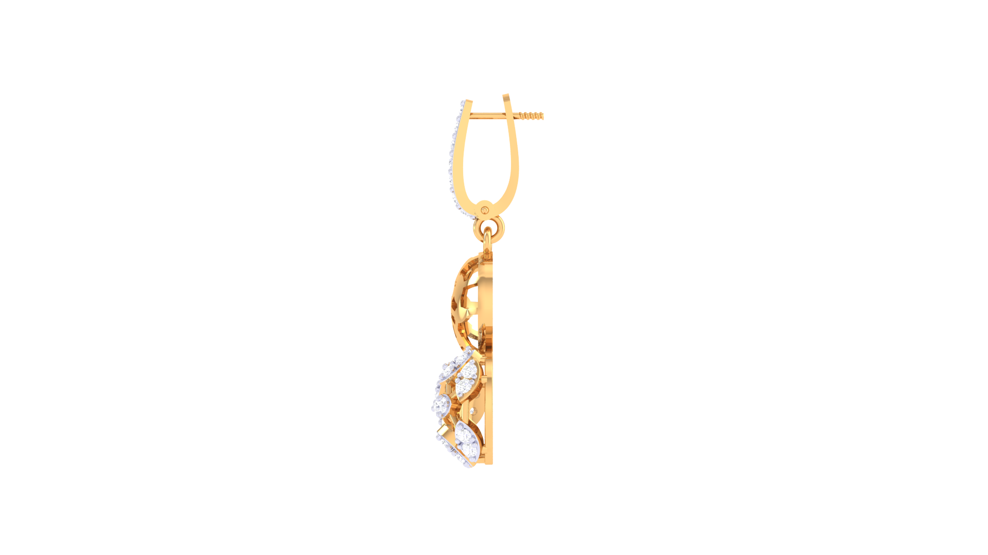 Hoop Top Floral Diamond Drop Earrings