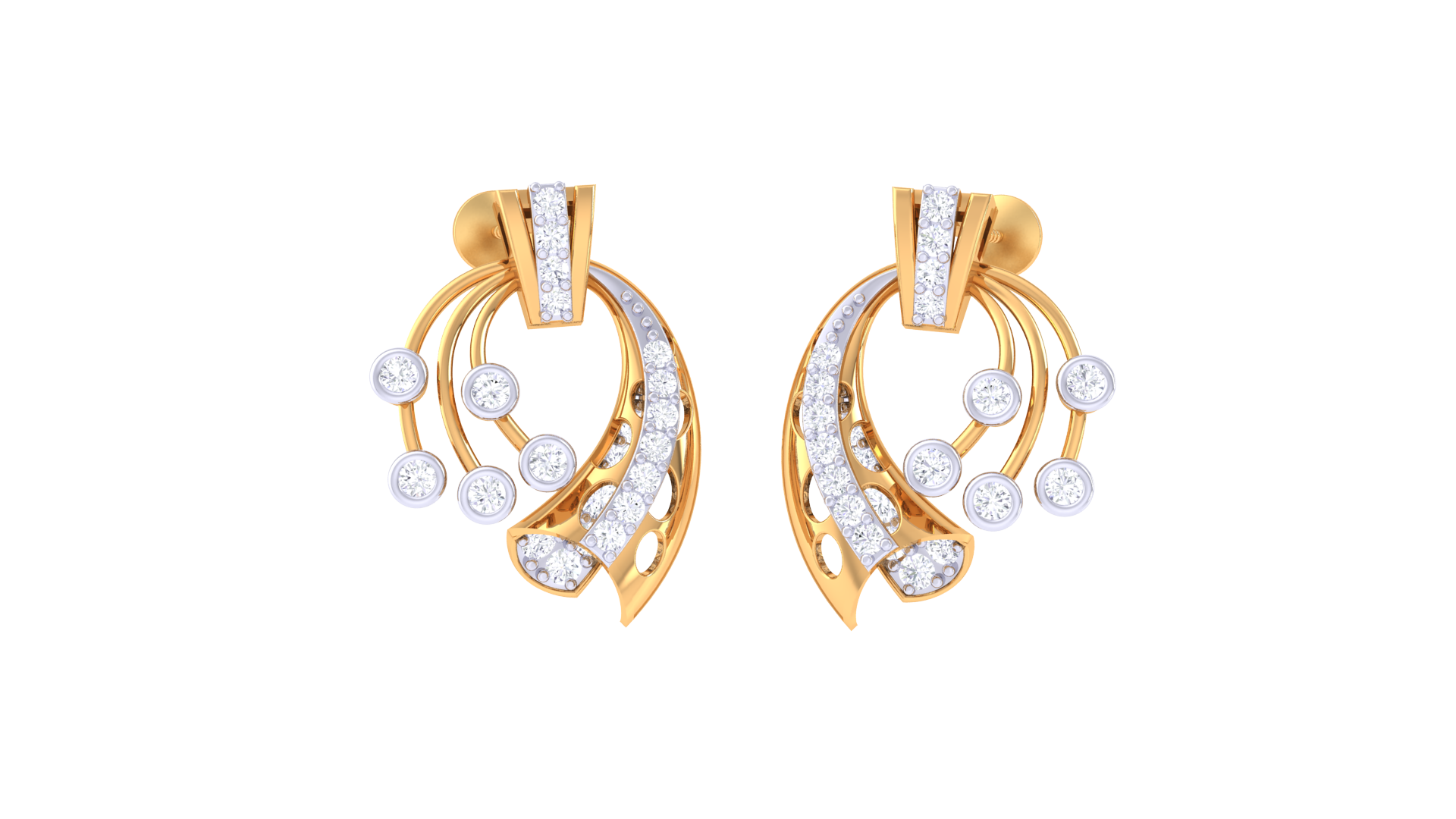 Dynamic Swirl Diamond Earrings