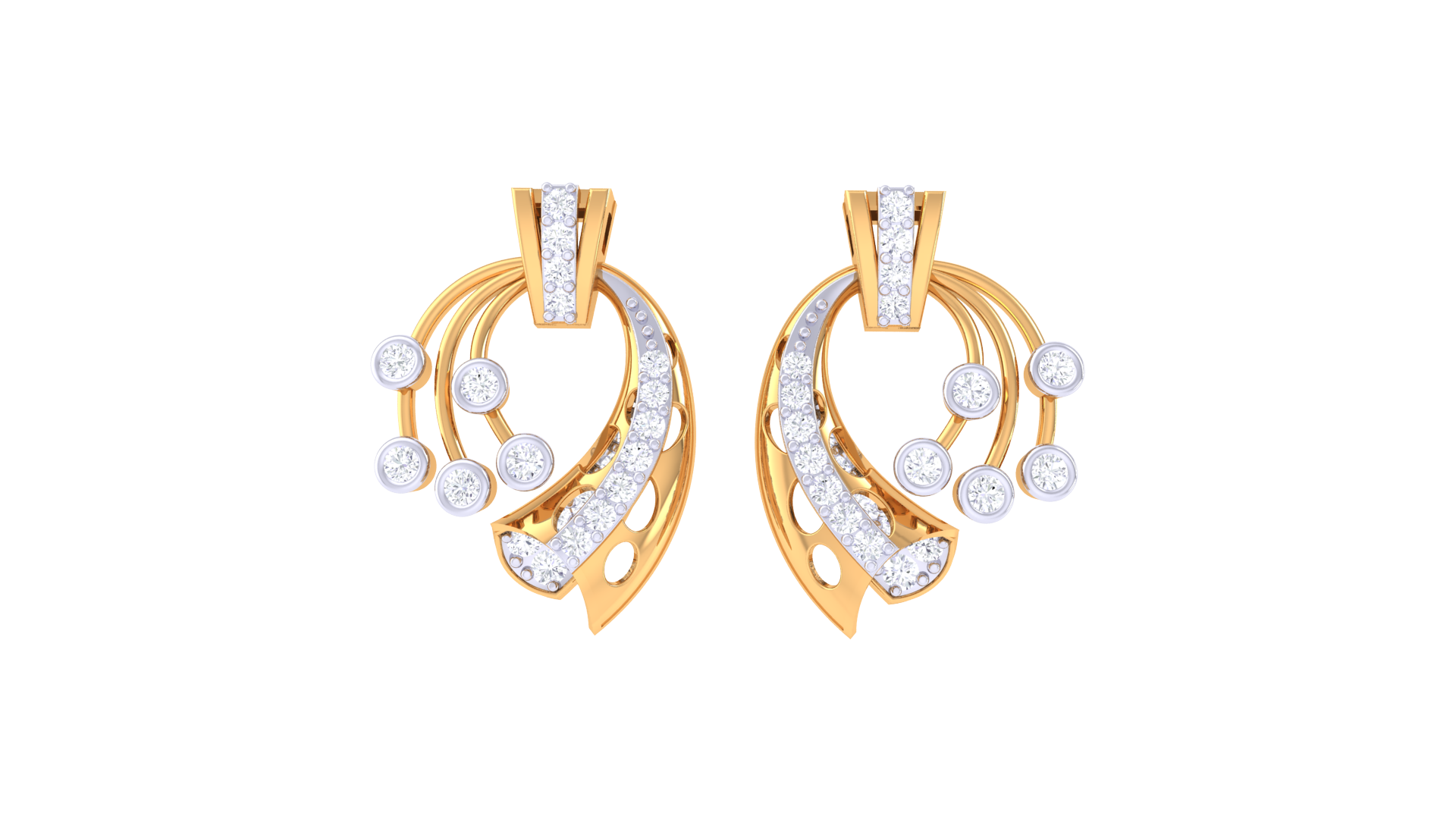 Dynamic Swirl Diamond Earrings