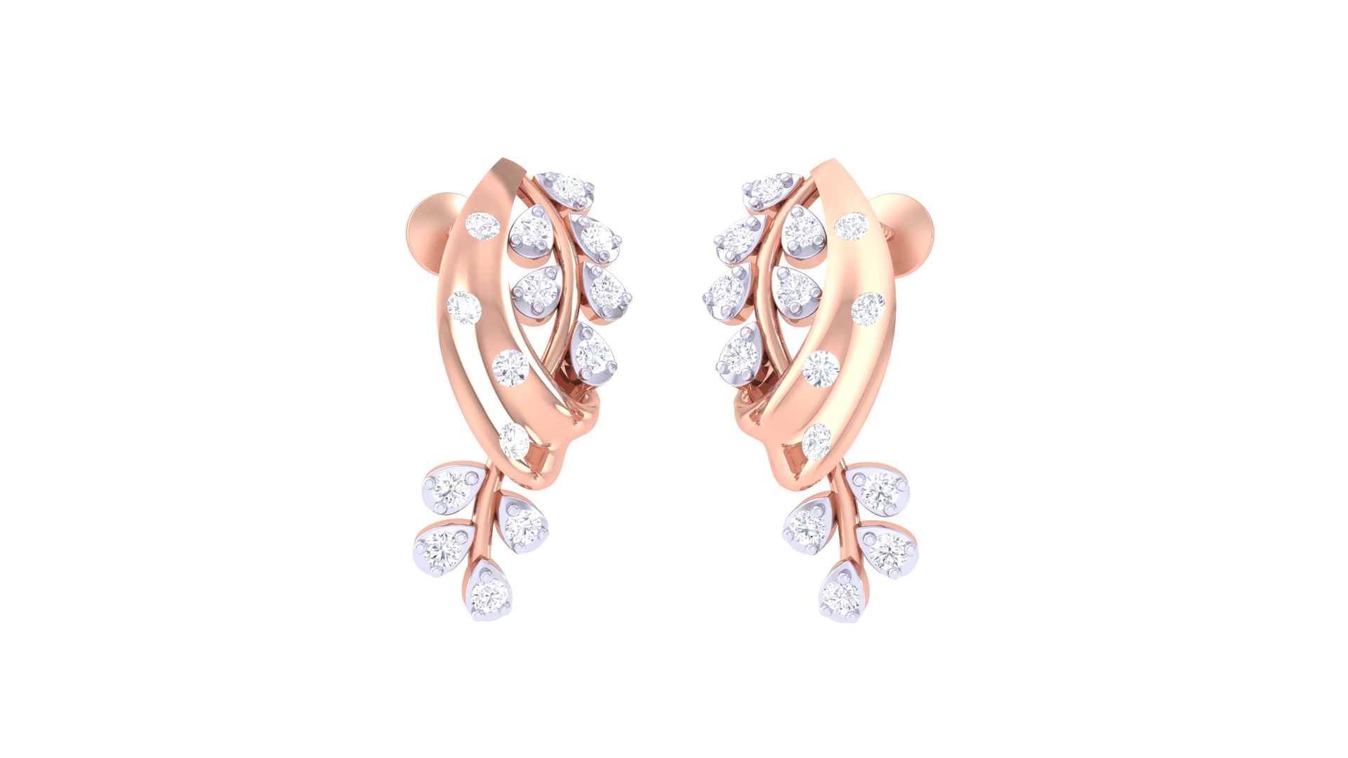 Sparkling Leaf and Vine Diamond Earrings