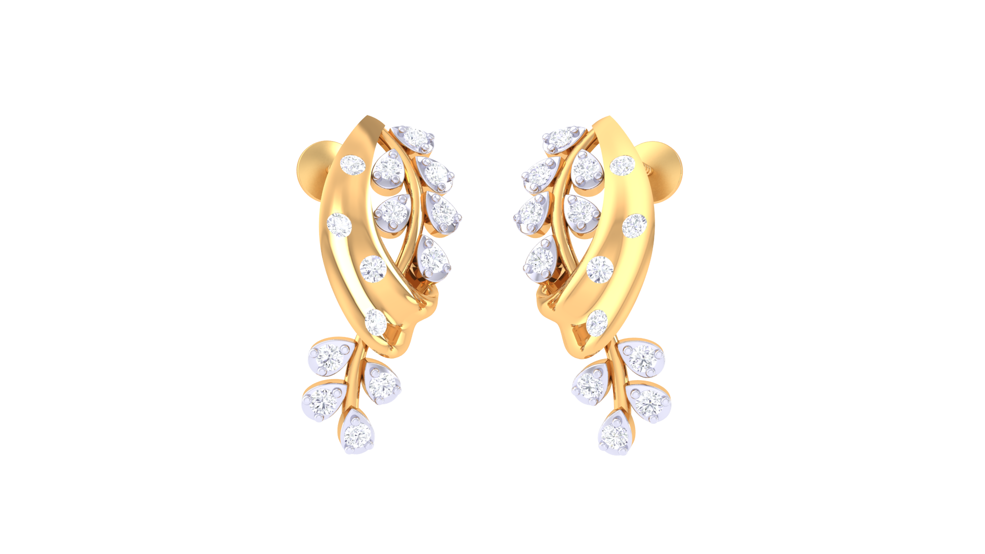 Sparkling Leaf and Vine Diamond Earrings