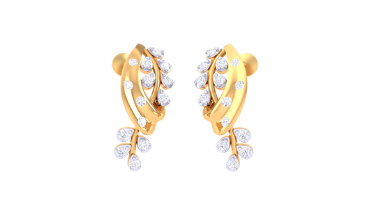 Sparkling Leaf and Vine Diamond Earrings