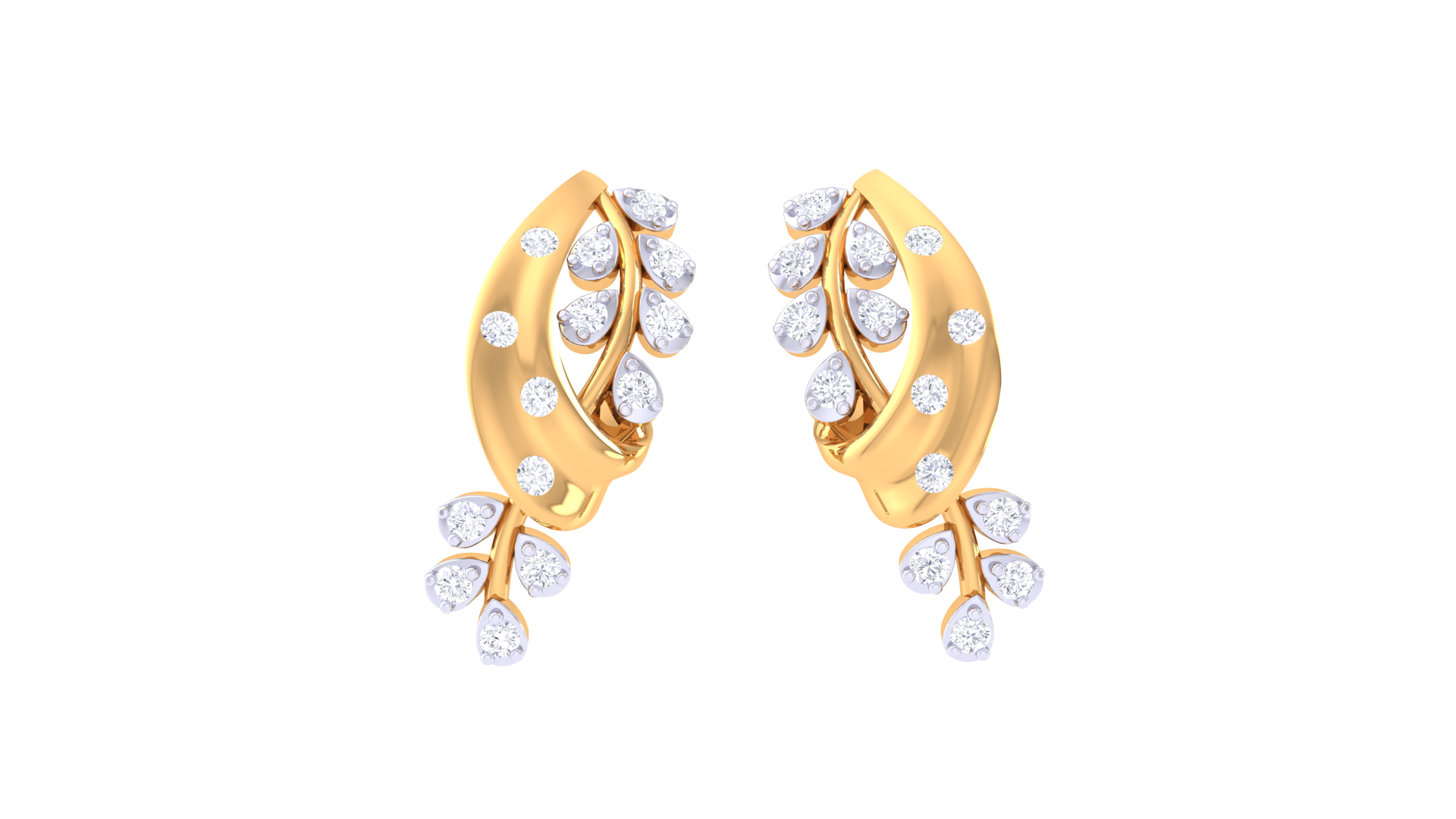 Sparkling Leaf and Vine Diamond Earrings