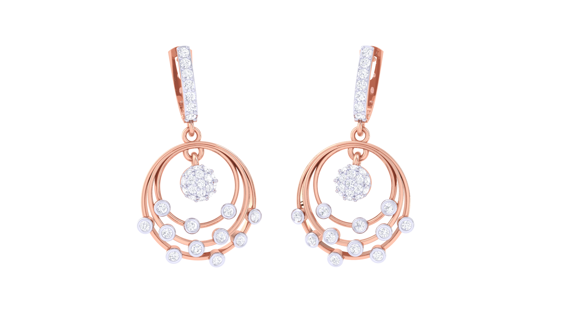 Sparkling Pearl and Diamond Round Earrings