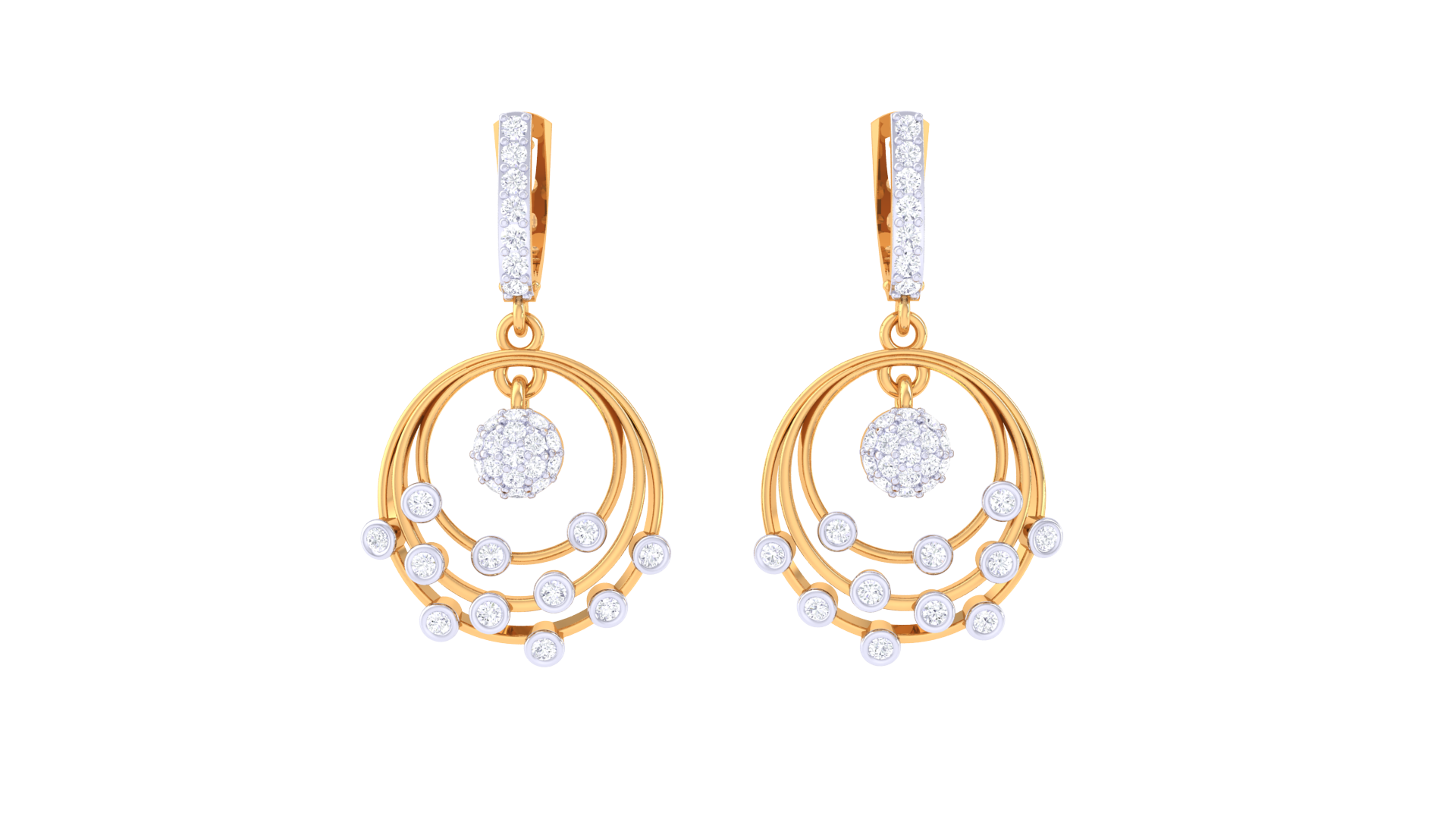 Sparkling Pearl and Diamond Round Earrings