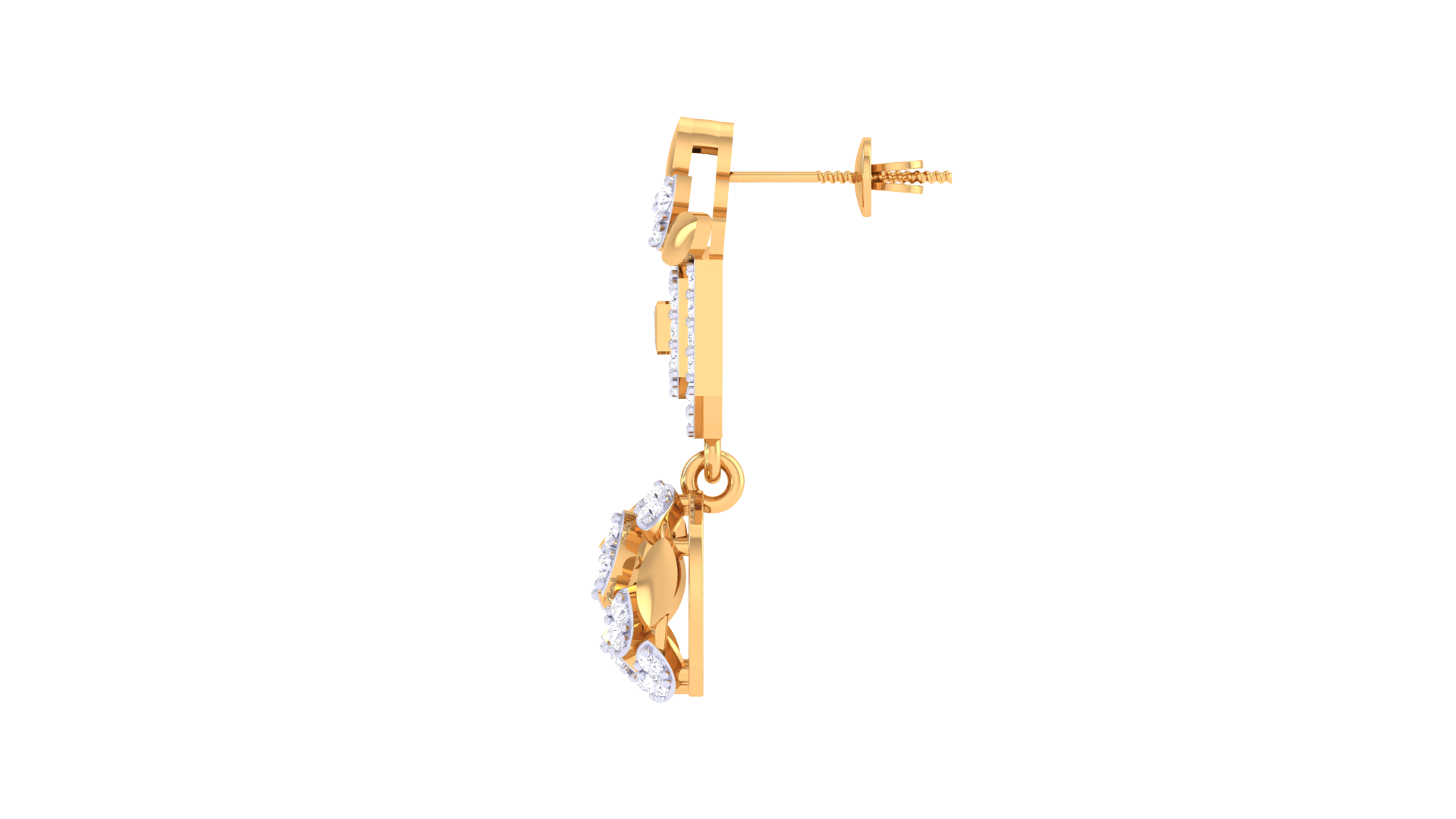 Square Top Circular Diamond Drop Earrings