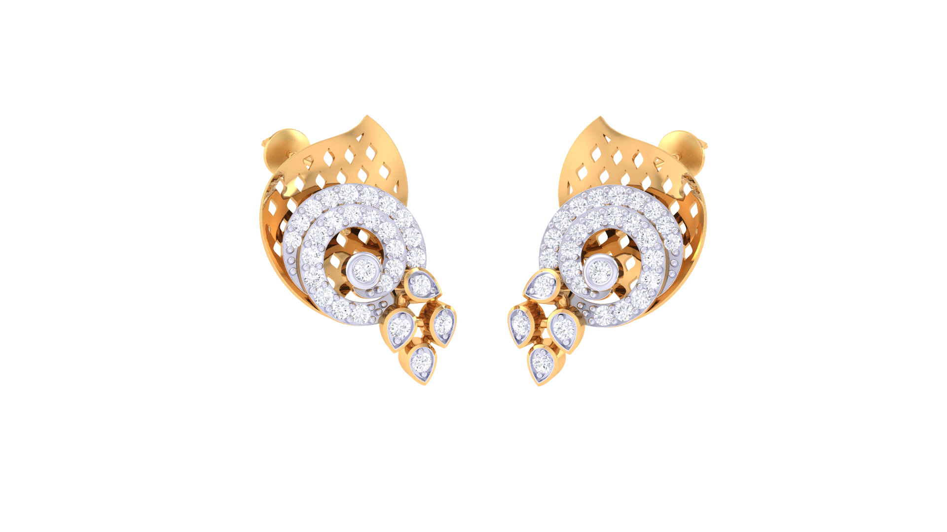 Diamond Cascade Circle Earrings