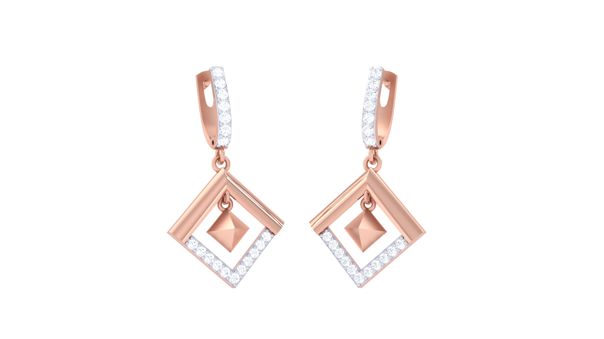 Gold Crystal Outline Diamond Earrings