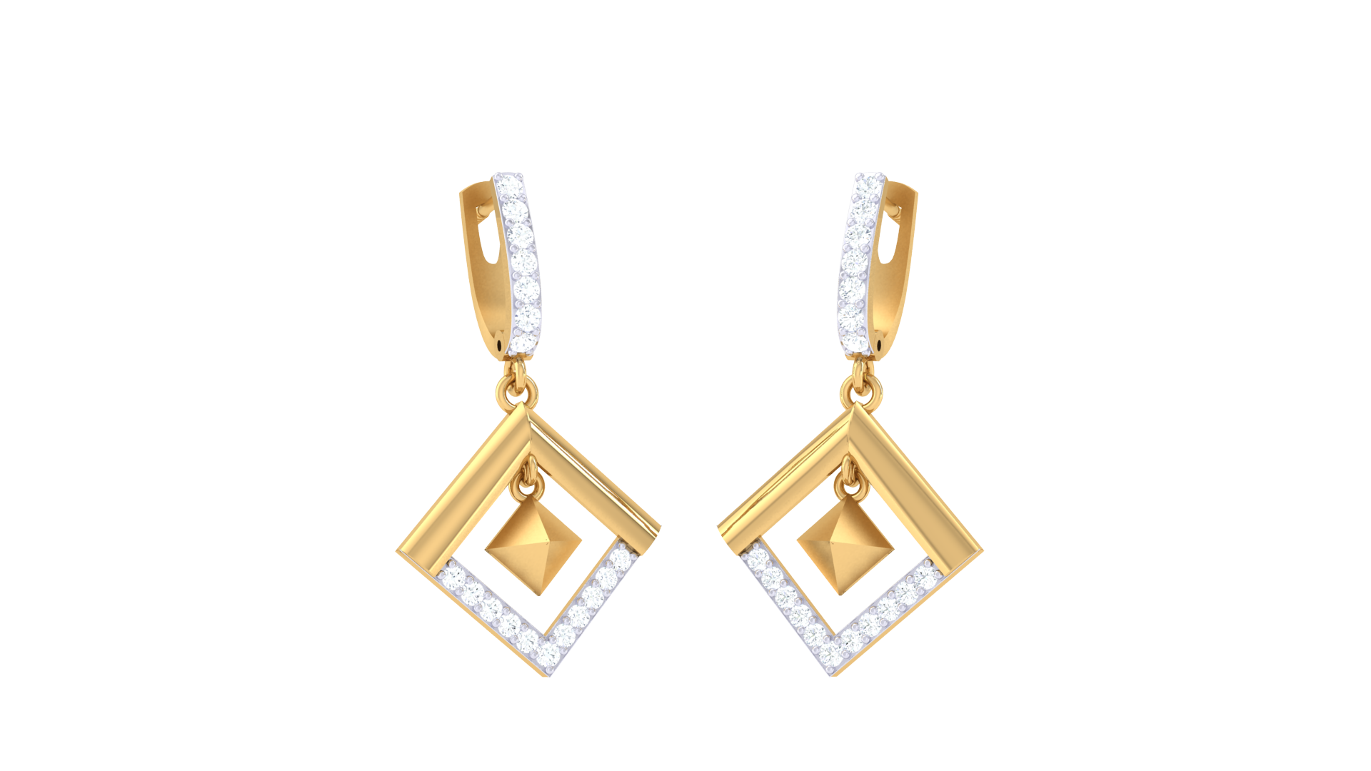 Gold Crystal Outline Diamond Earrings