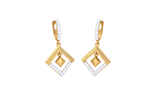 Gold Crystal Outline Diamond Earrings