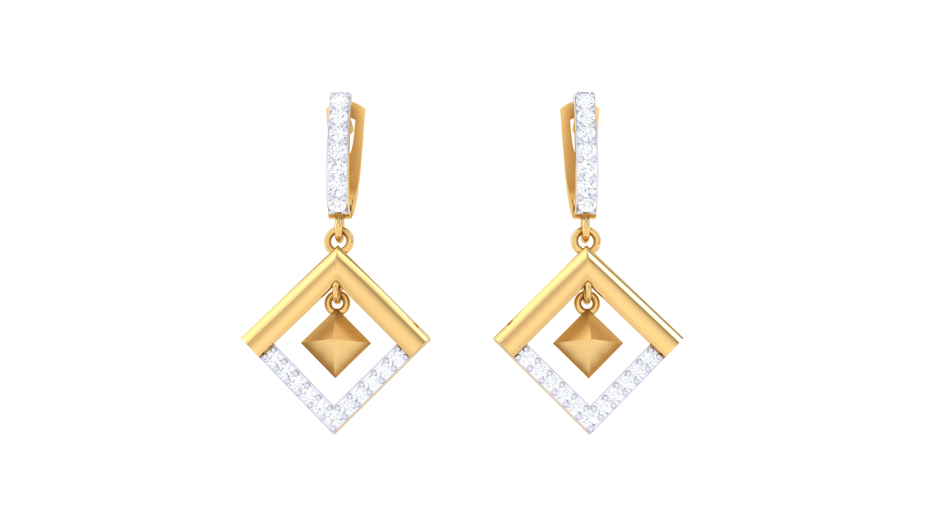 Gold Crystal Outline Diamond Earrings