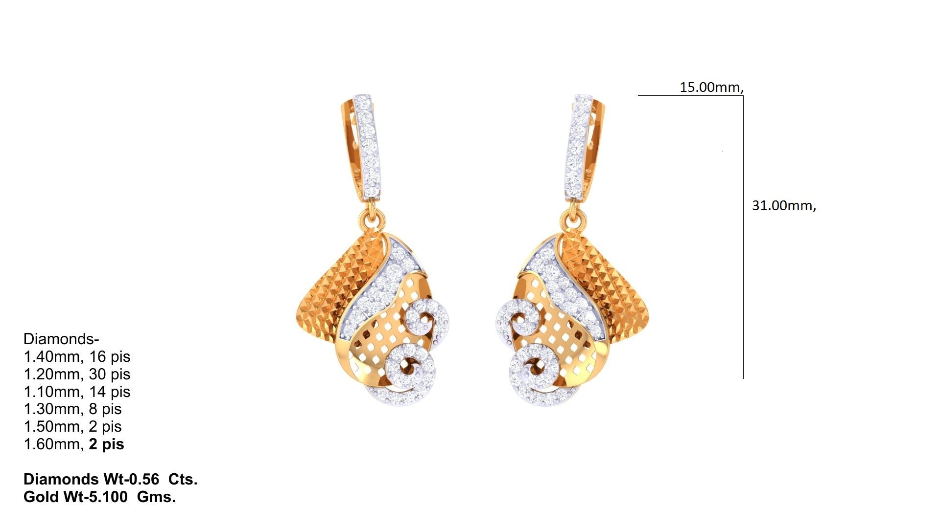 Dual-Tone Teardrop Swirl Earrings